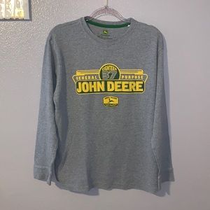 John Deere 1837 general purpose grey long sleeve shirt tractor farmhouse